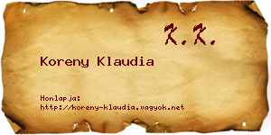 Koreny Klaudia névjegykártya